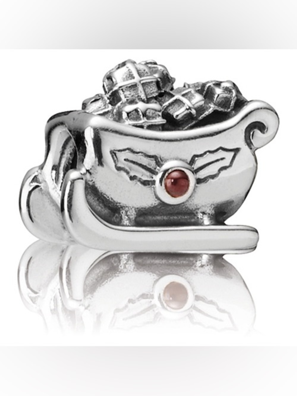 925 Sterling Silver Holiday Sleigh Bracelet Charm GUC Pandora Compatible